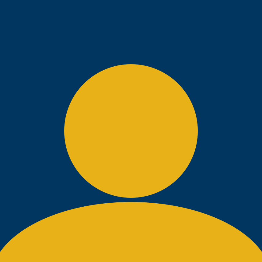 Yellow figure outline  in front of a blue square